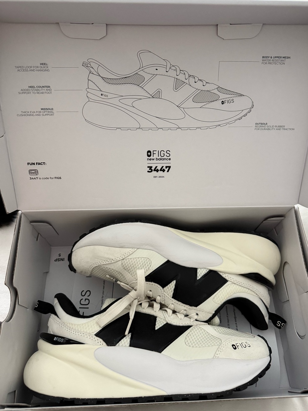 FIGS x New Balance 3447 White Black Sneakers Women’s Size 8 NEW